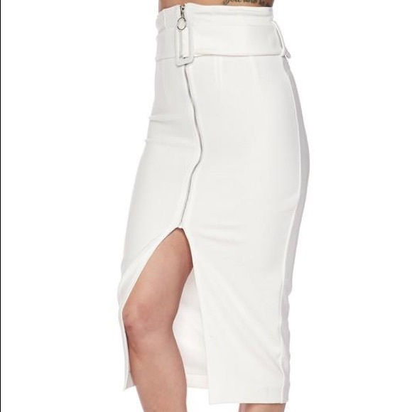 🤍 LAST ONE 🤍 High Waisted Belted Midi Skirt - Off White - Picture 4 of 8